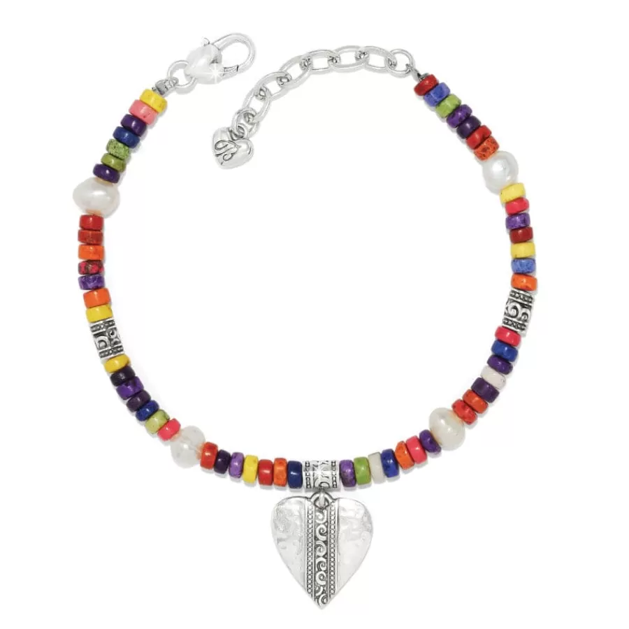 Bracelets>Brighton Mingle Medley Beaded Heart Bracelet Silver-Multi