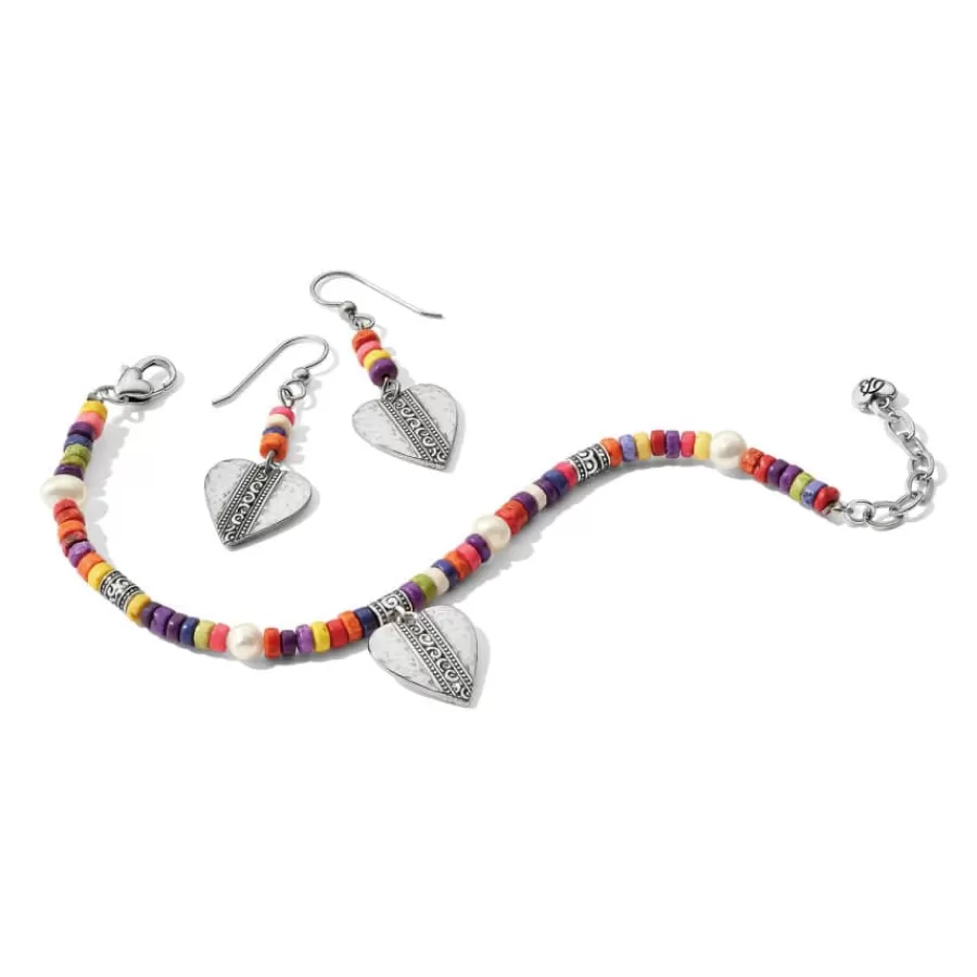 Bracelets>Brighton Mingle Medley Beaded Heart Bracelet Silver-Multi