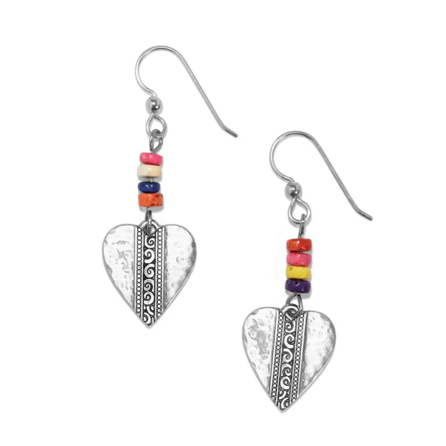 Earrings>Brighton Mingle Medley Beaded Heart French Wire Earrings Silver-Multi