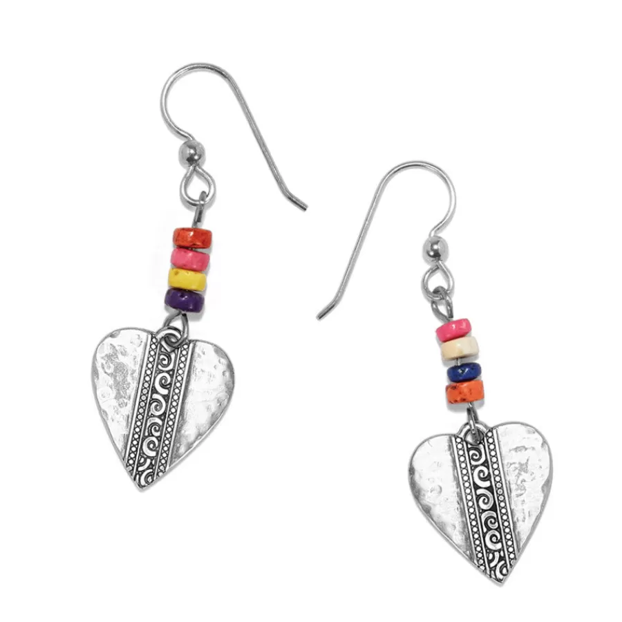 Earrings>Brighton Mingle Medley Beaded Heart French Wire Earrings Silver-Multi