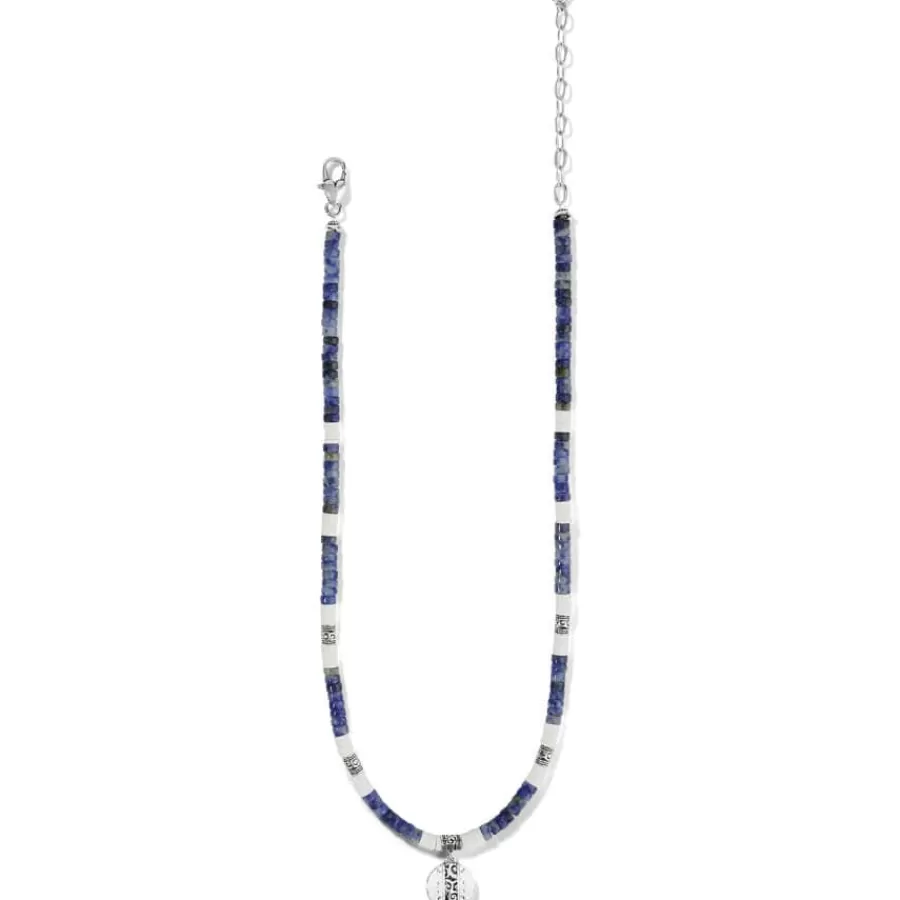 Necklaces>Brighton Mingle Shores Petite Beaded Necklace Silver-Blue