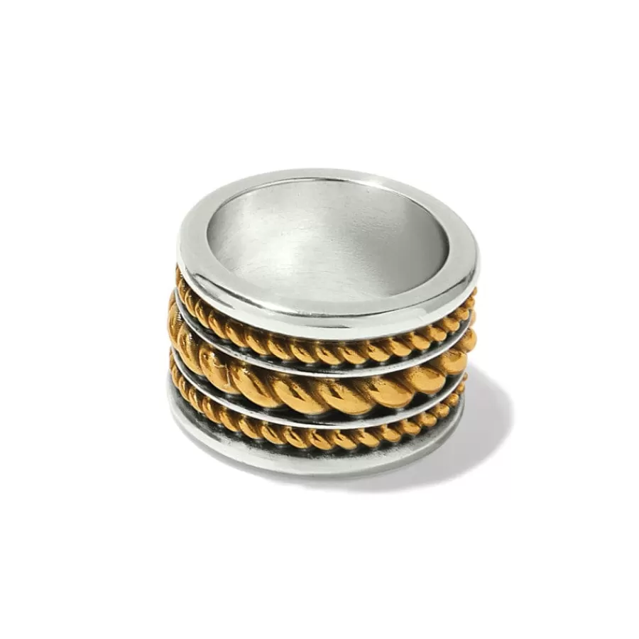 Rings>Brighton Monete Wide Ring Silver-Gold