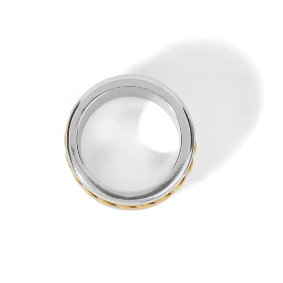 Rings>Brighton Monete Wide Ring Silver-Gold