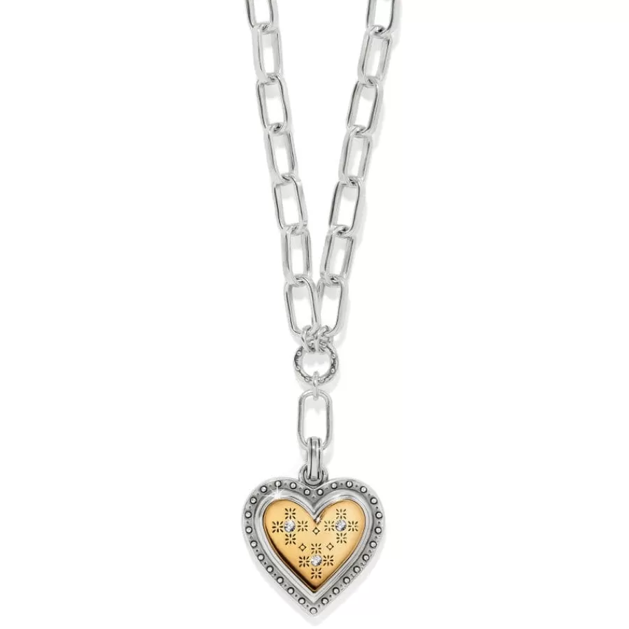 Necklaces>Brighton Mosaic Heart Two Tone Necklace Silver-Gold