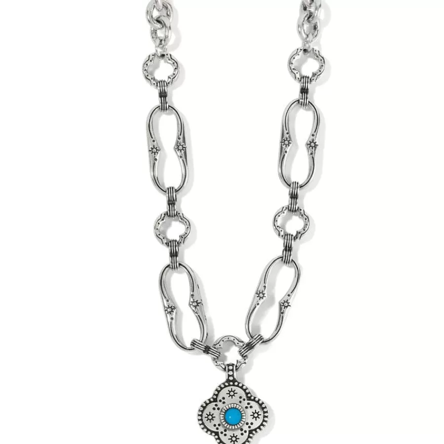 Necklaces>Brighton Mosaic Link Necklace Silver-Turquoise