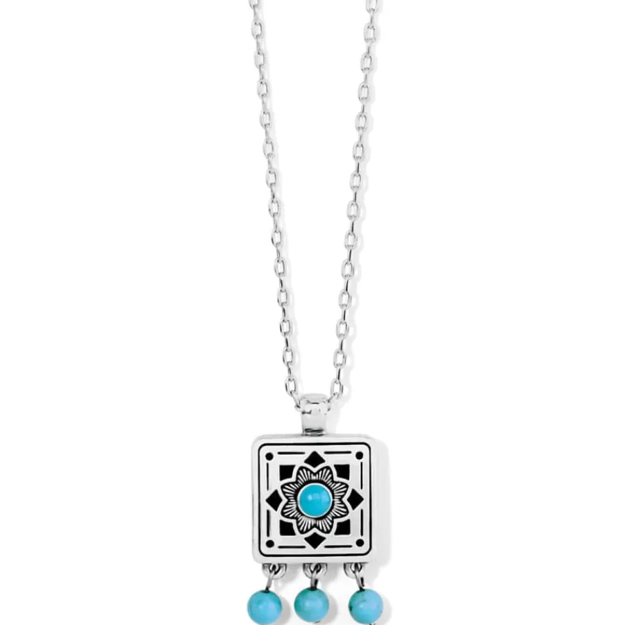 Necklaces>Brighton Mosaic Motif Tile Necklace Silver-Turquoise