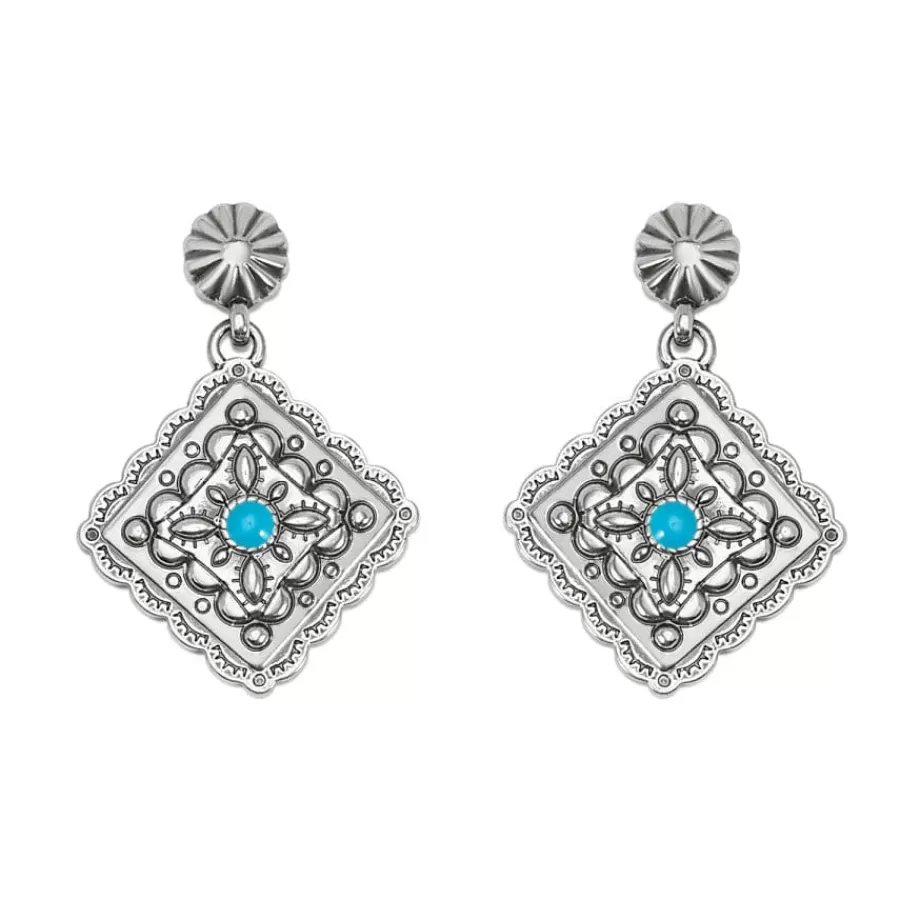 Earrings>Brighton Mosaic Paseo Concho Post Drop Earrings Silver-Blue