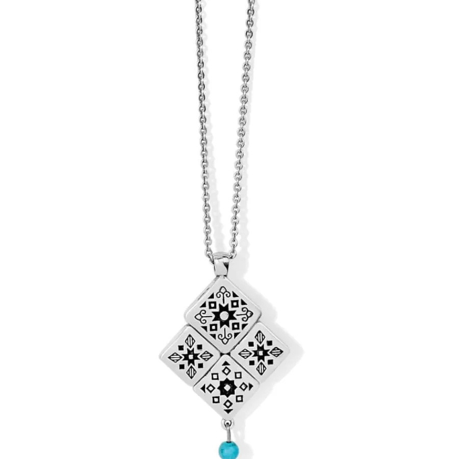 Necklaces>Brighton Mosaic Tile Necklace Silver-Turquoise