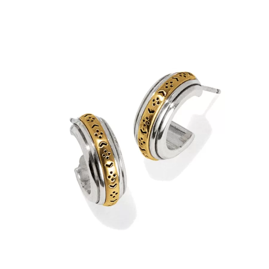 Earrings>Brighton Mosaic Two Tone Mini Hoop Post Earrings Silver-Gold