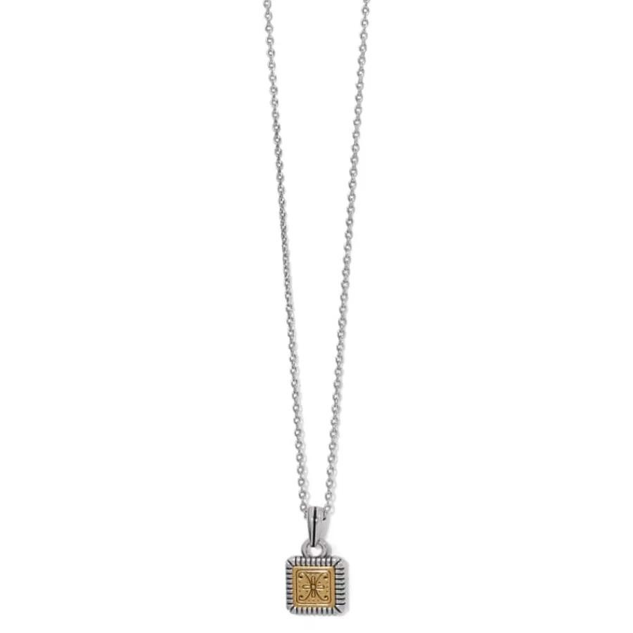 Necklaces>Brighton Mosaic Two Tone Mini Tile Necklace Silver-Gold