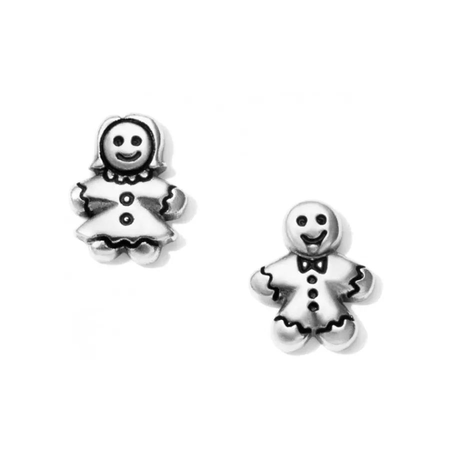 Earrings>Brighton Mr & Mrs Gingerbread Mini Post Earrings Silver