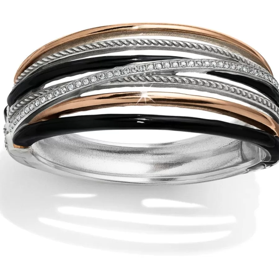 Bracelets>Brighton Neptune's Rings Black Hinged Bangle Silver-Gold