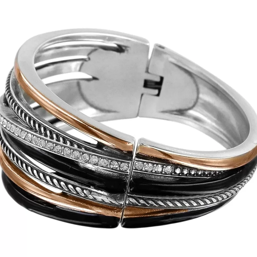 Bracelets>Brighton Neptune's Rings Black Hinged Bangle Silver-Gold