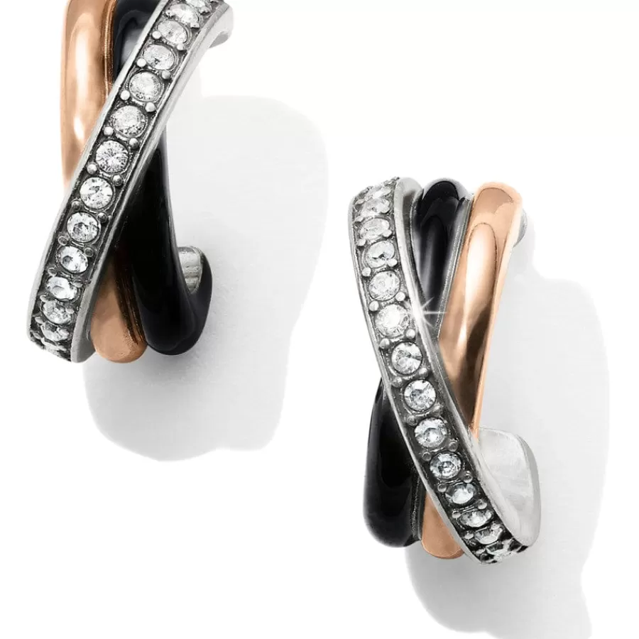 Earrings>Brighton Neptune's Rings Black Leverback Earrings Silver-Gold