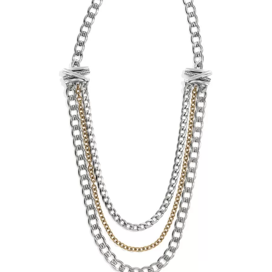 Necklaces>Brighton Neptune's Rings Multiple Row Chain Necklace Silver-Gold