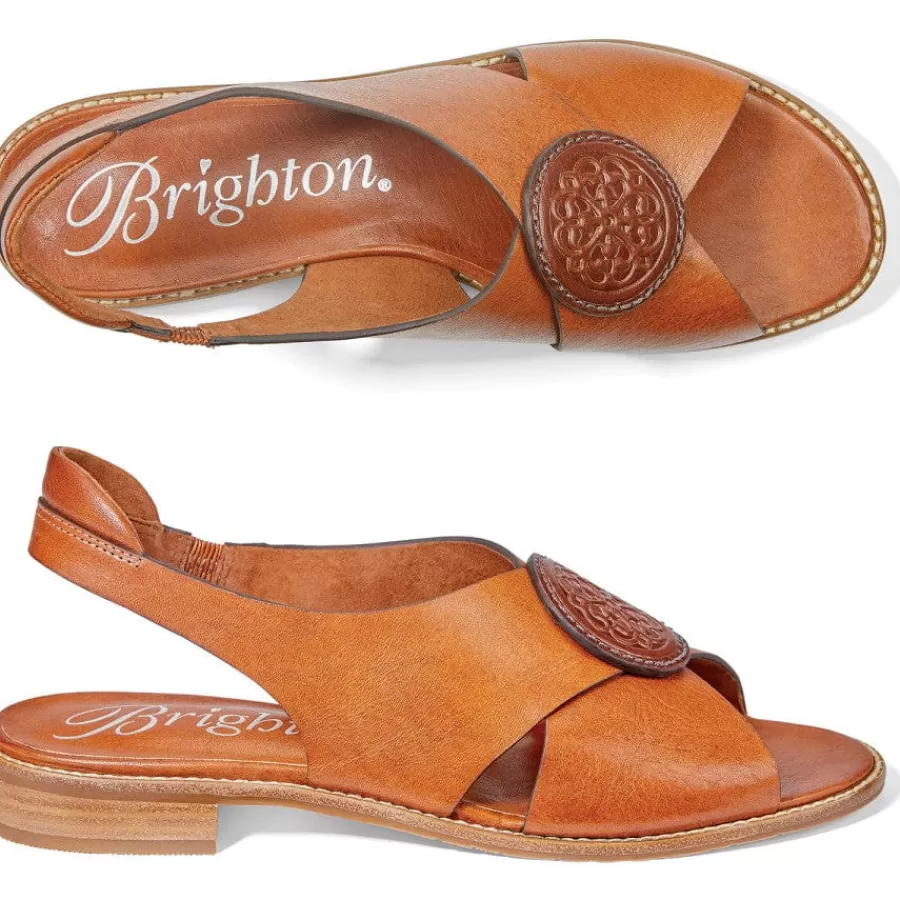 Sandals>Brighton Nicole X Band Sling Sandals Cognac