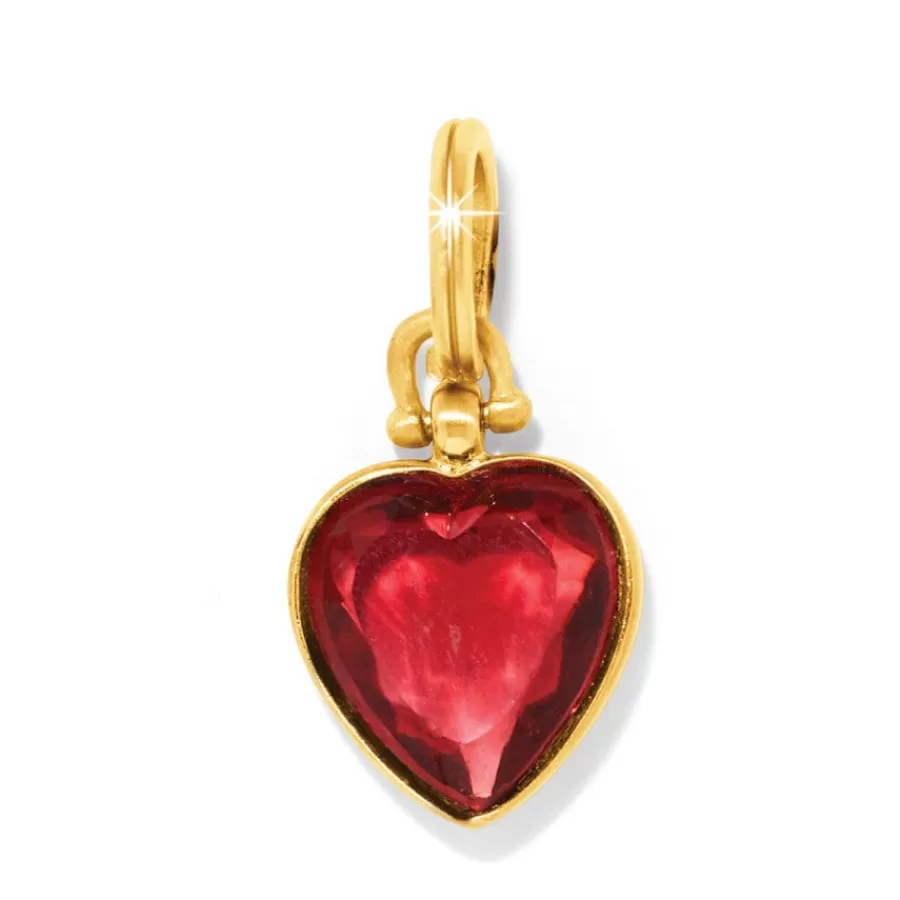 Charms>Brighton One Heart Charm Gold-Red