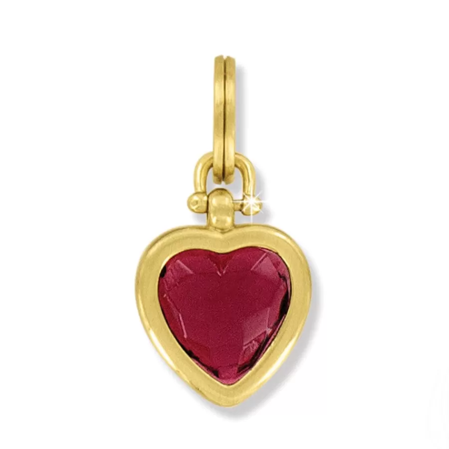 Charms>Brighton One Heart Charm Gold-Red