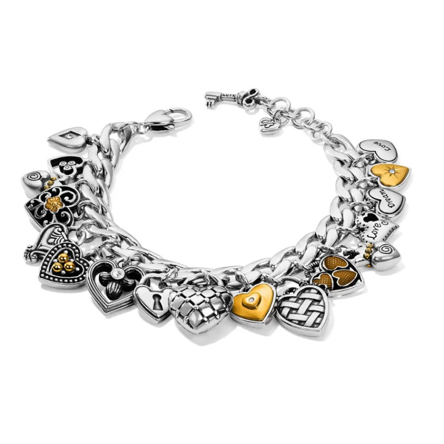 Bracelets>Brighton One Heart Charm Bracelet Silver-Gold