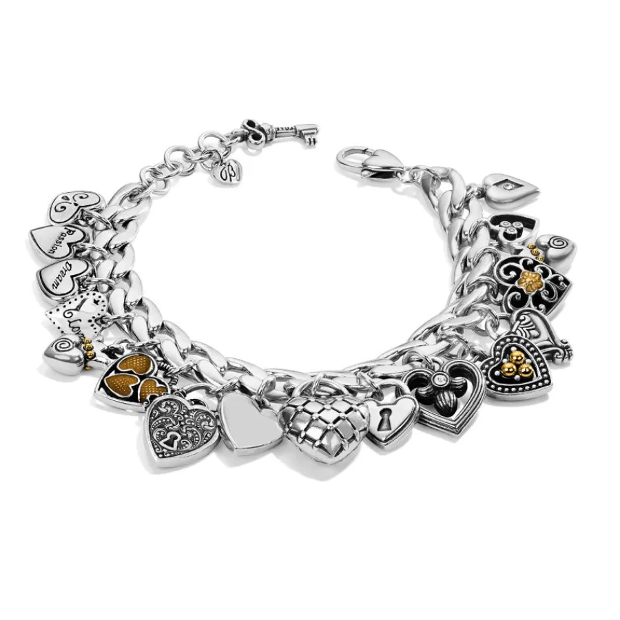 Bracelets>Brighton One Heart Charm Bracelet Silver-Gold