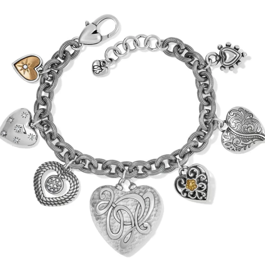 Bracelets>Brighton One Heart Endless Charm Bracelet Silver-Gold