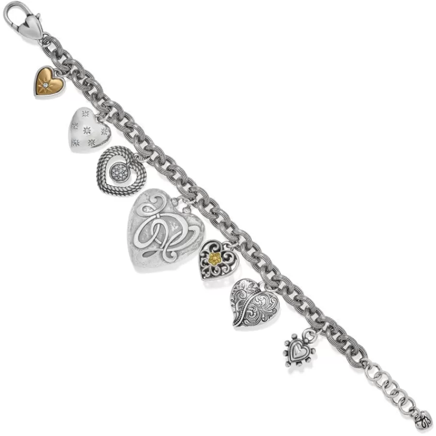 Bracelets>Brighton One Heart Endless Charm Bracelet Silver-Gold