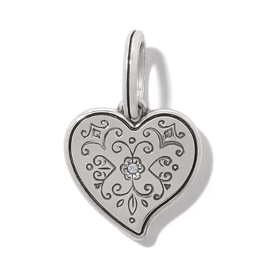 Charms>Brighton Ornate Heart Charm Silver