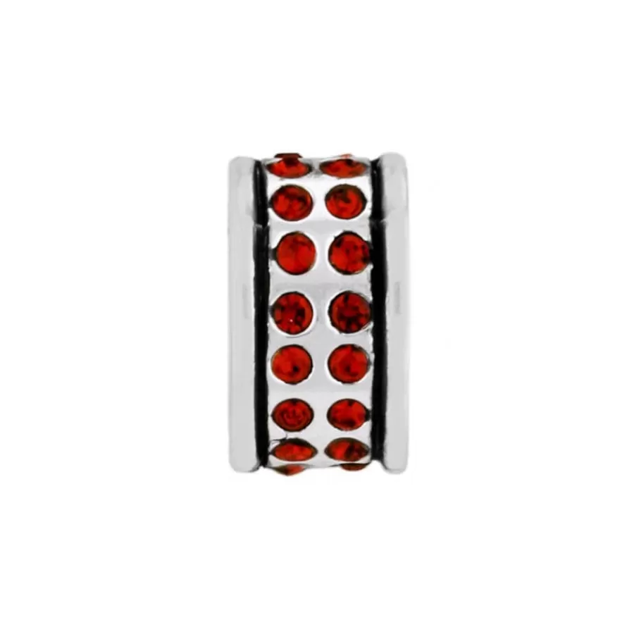 Beads & Spacers>Brighton Oval Stone Spacer Silver-Red