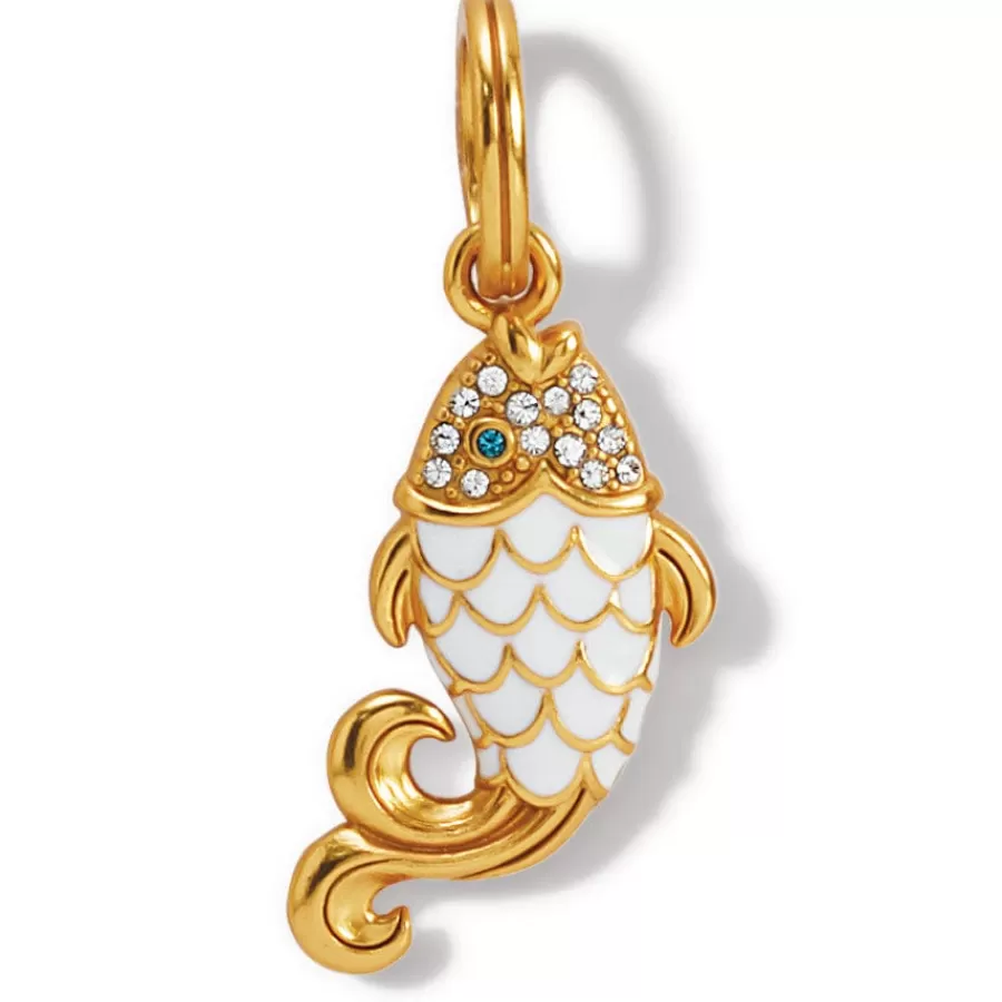 Charms>Brighton Paradise Cove Fish Charm Gold-White