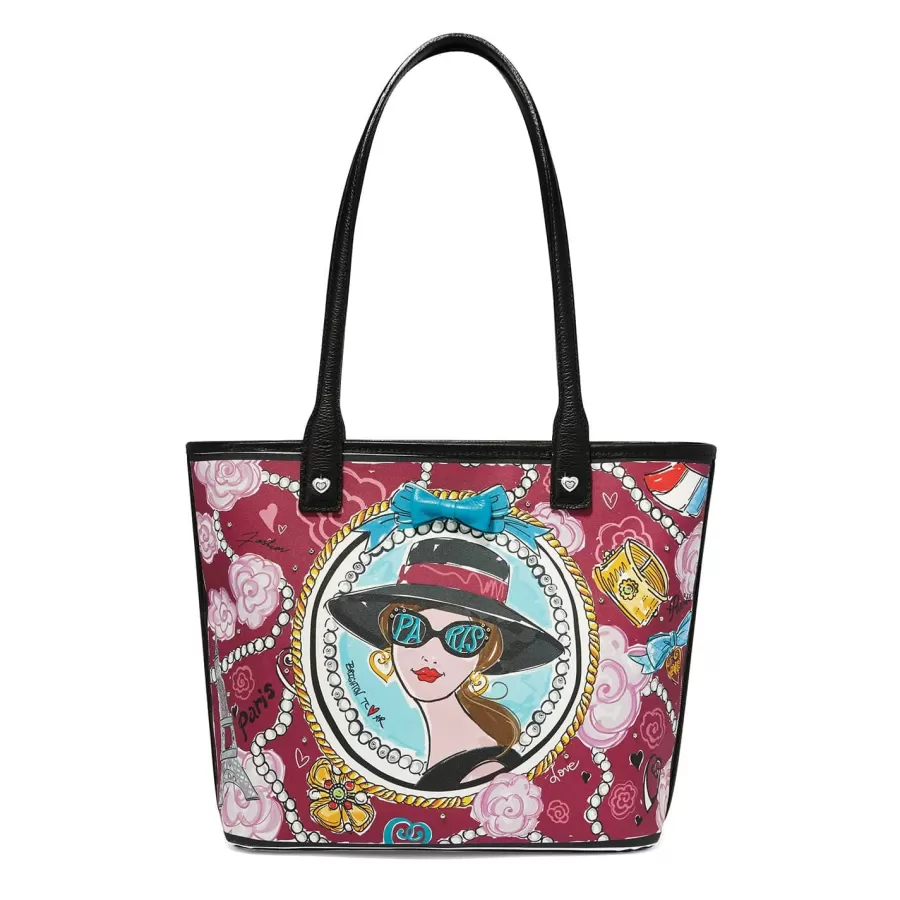 Totes>Brighton Paris Blooms Large Saffian Tote Multi