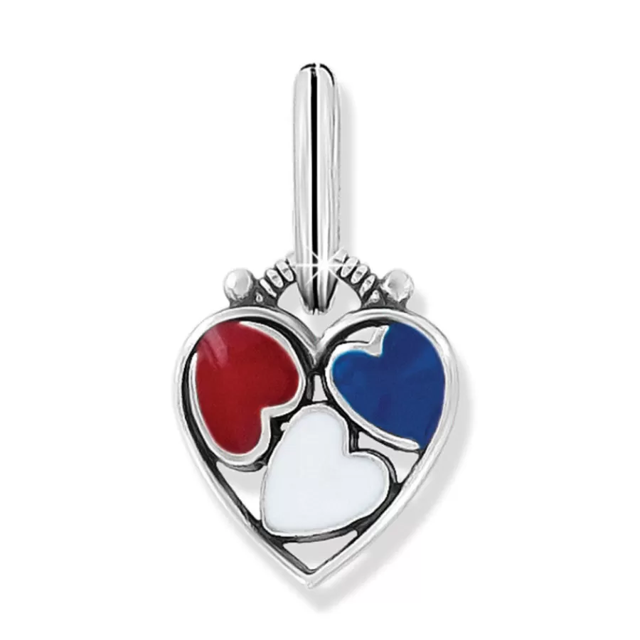 Charms>Brighton Patriotic Heart Charm Red-White-Blue