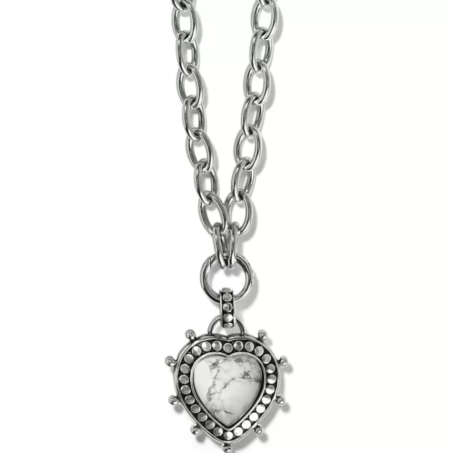 Necklaces>Brighton Pebble Dot Hati Howlite Heart Necklace Silver-White