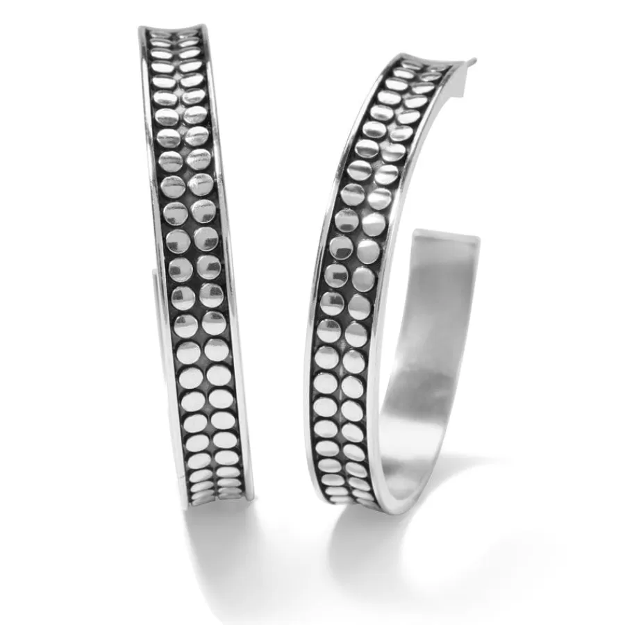 Earrings>Brighton Pebble Dot Medium Hoops Silver