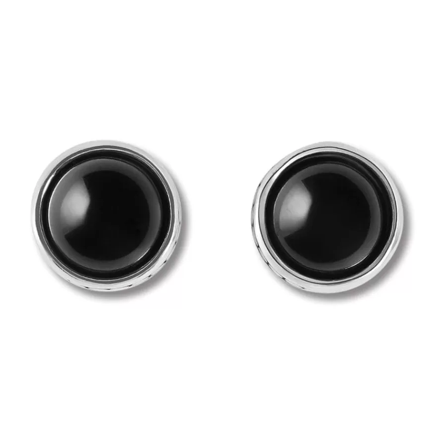 Earrings>Brighton Pebble Dot Onyx Post Earrings Silver-Black