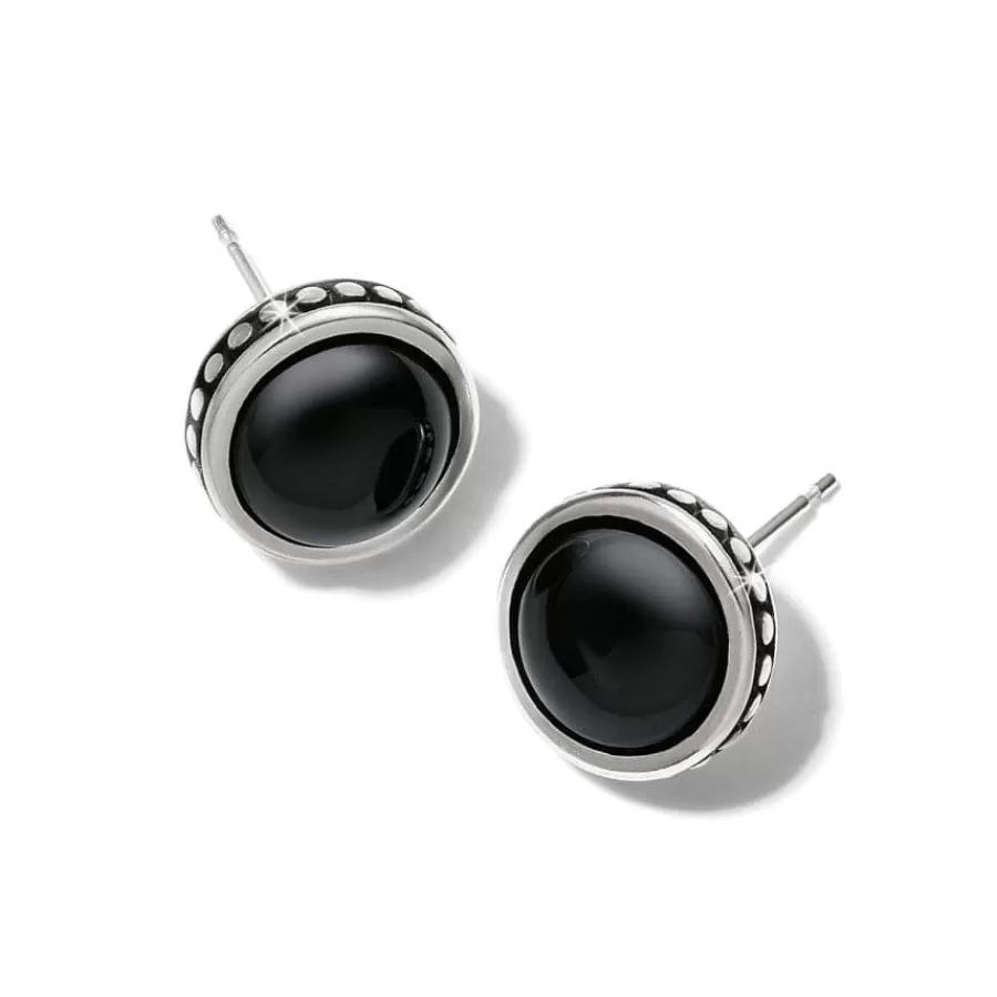 Earrings>Brighton Pebble Dot Onyx Post Earrings Silver-Black