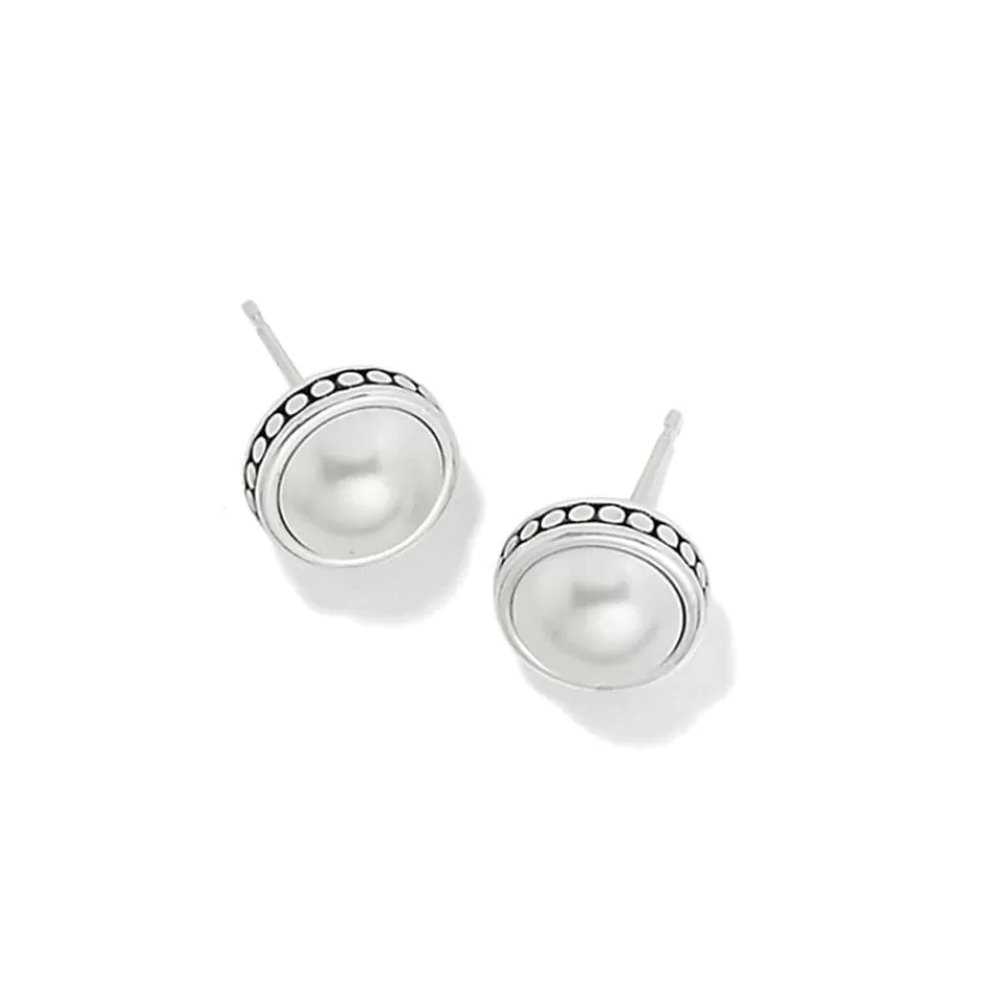 Earrings>Brighton Pebble Dot Pearl Post Earrings Silver-Pearl