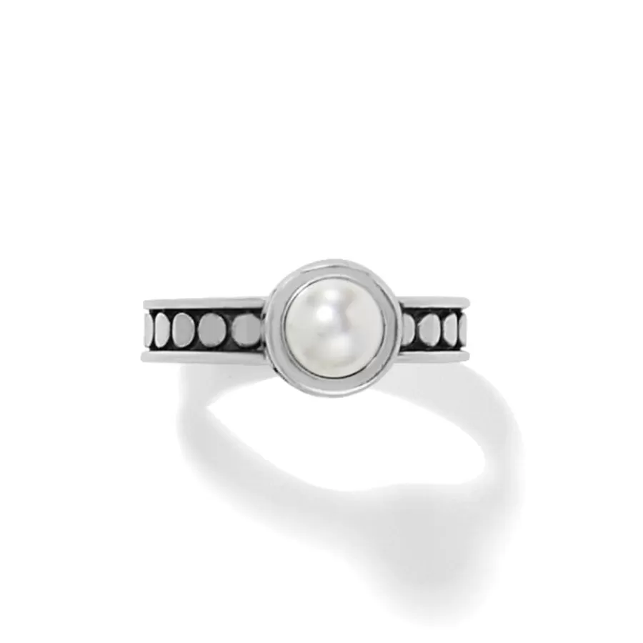 Rings>Brighton Pebble Dot Pearl Slim Band Ring Silver-Pearl