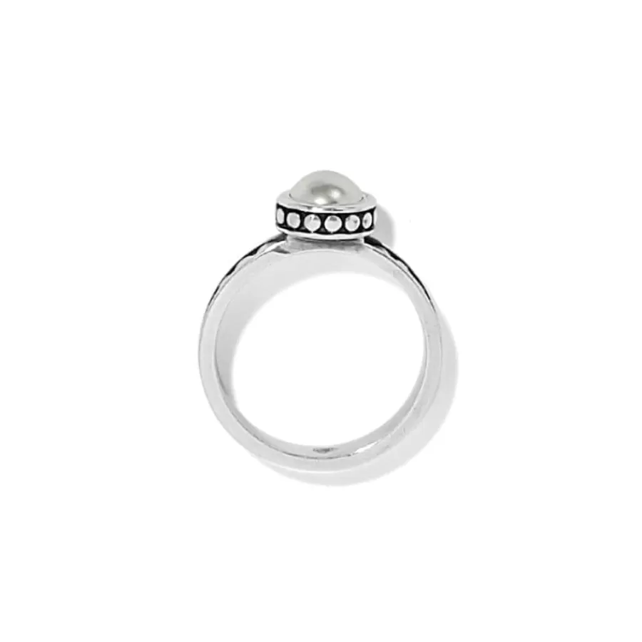 Rings>Brighton Pebble Dot Pearl Slim Band Ring Silver-Pearl