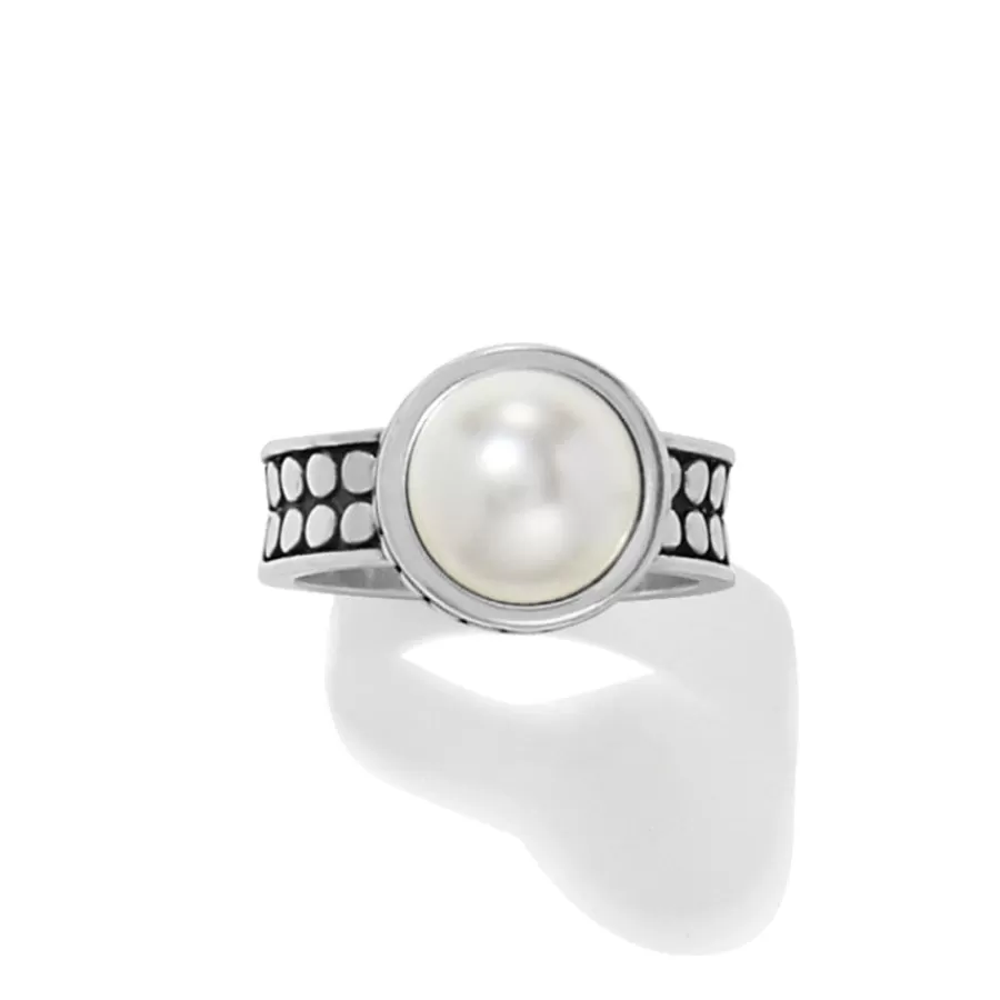 Rings>Brighton Pebble Dot Pearl Wide Band Ring Silver-Pearl