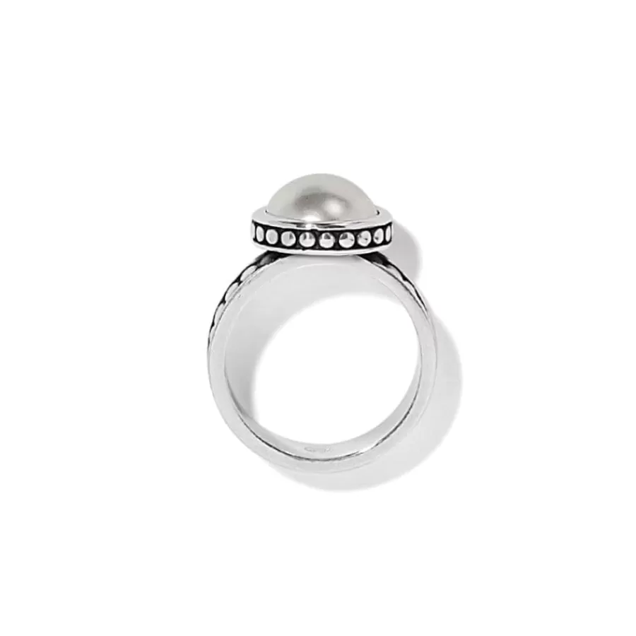 Rings>Brighton Pebble Dot Pearl Wide Band Ring Silver-Pearl