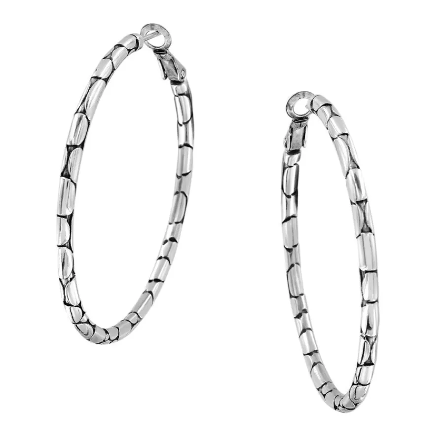 Earrings>Brighton Pebble Large Hoop Earrings Silver