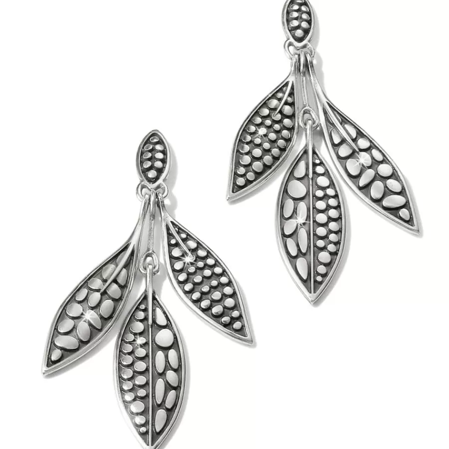 Earrings>Brighton Pebble Leaf Trio Post Drop Earrings Silver