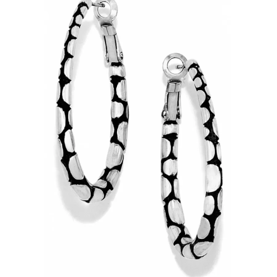 Earrings>Brighton Pebble Oval Hoop Earrings Silver