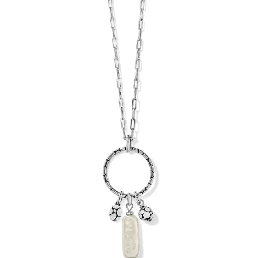 Necklaces>Brighton Pebble Pearl Charm Ring Necklace Silver-Pearl