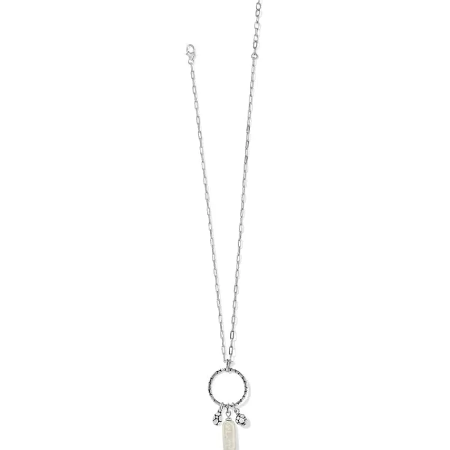 Necklaces>Brighton Pebble Pearl Charm Ring Necklace Silver-Pearl