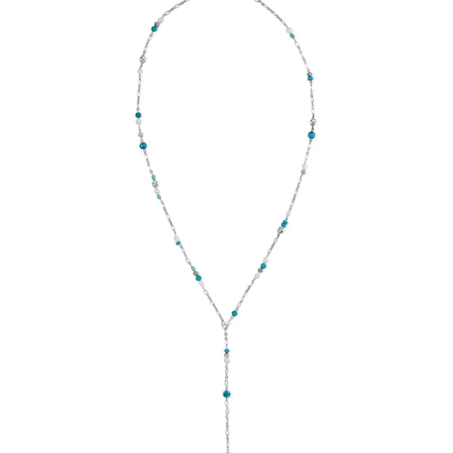 Necklaces>Brighton Pebble Turquoise And Pearl Convertible Y Necklace Silver-Turquoise