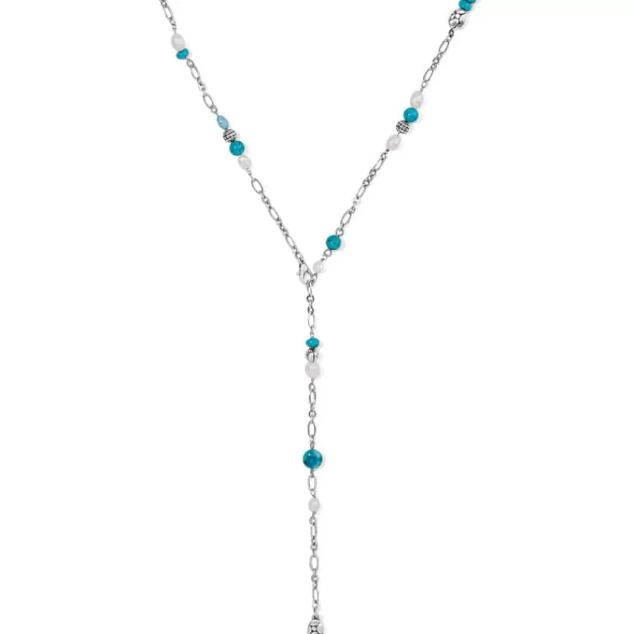 Necklaces>Brighton Pebble Turquoise And Pearl Convertible Y Necklace Silver-Turquoise