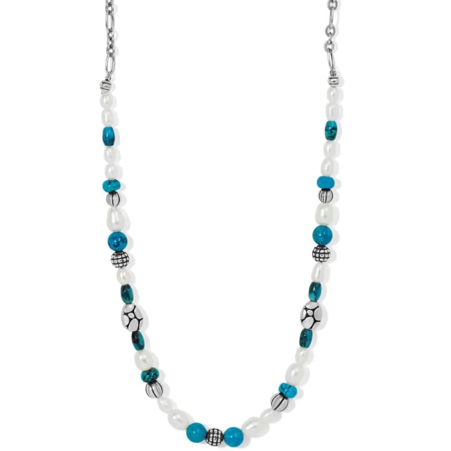 Necklaces>Brighton Pebble Turquoise And Pearl Necklace Silver-Turquoise