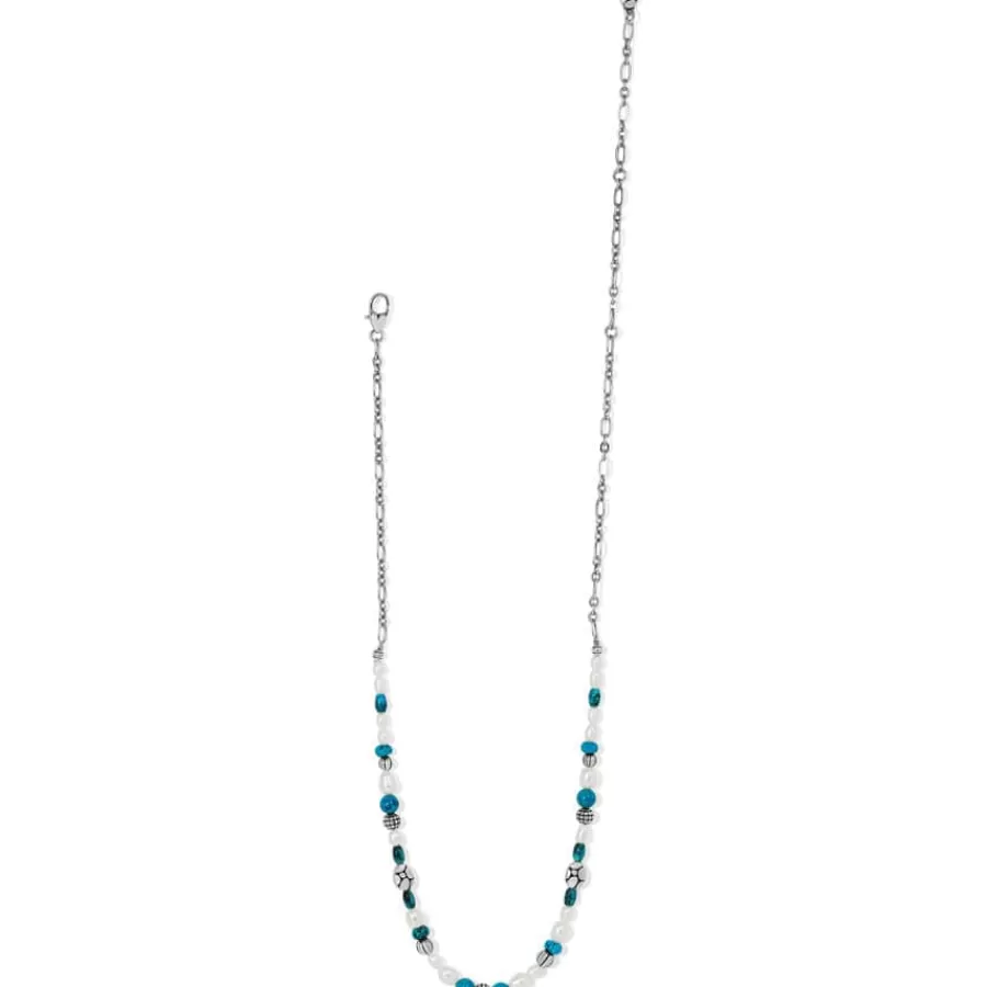 Necklaces>Brighton Pebble Turquoise And Pearl Necklace Silver-Turquoise