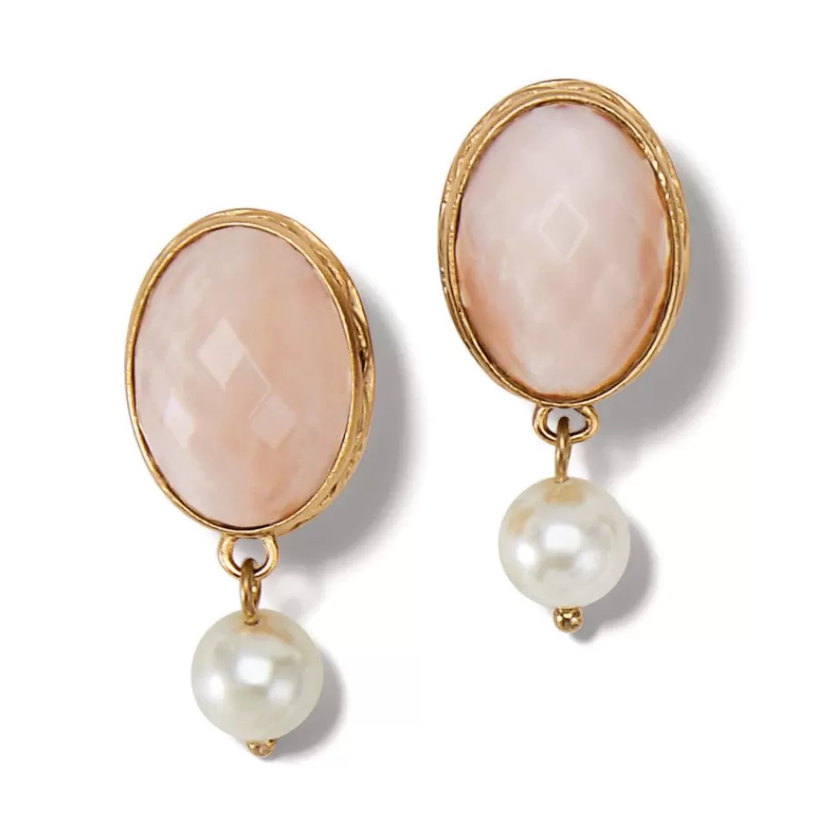 Earrings>Brighton Pink Moon Leverback Earrings Gold-Pink